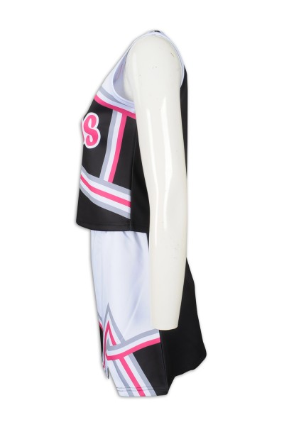 CH194 Make a dress sleeveless cheerleading uniform Fashion cheerleading uniform suit Cheerleading uniform manufacturer glee cheerios uniform  elite cheer uniforms  sparkly cheer uniforms side view